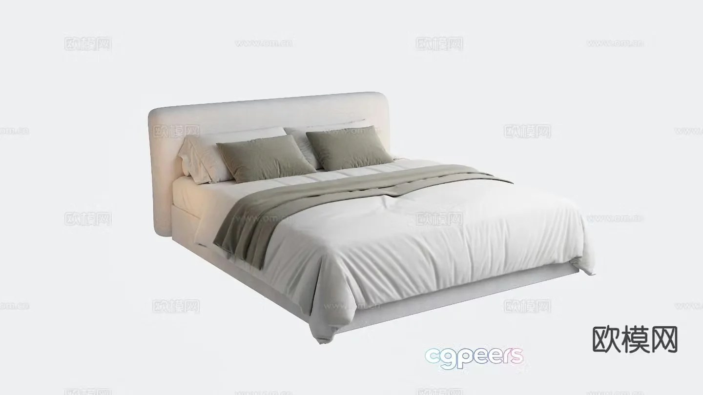 Modern double bed 3d model