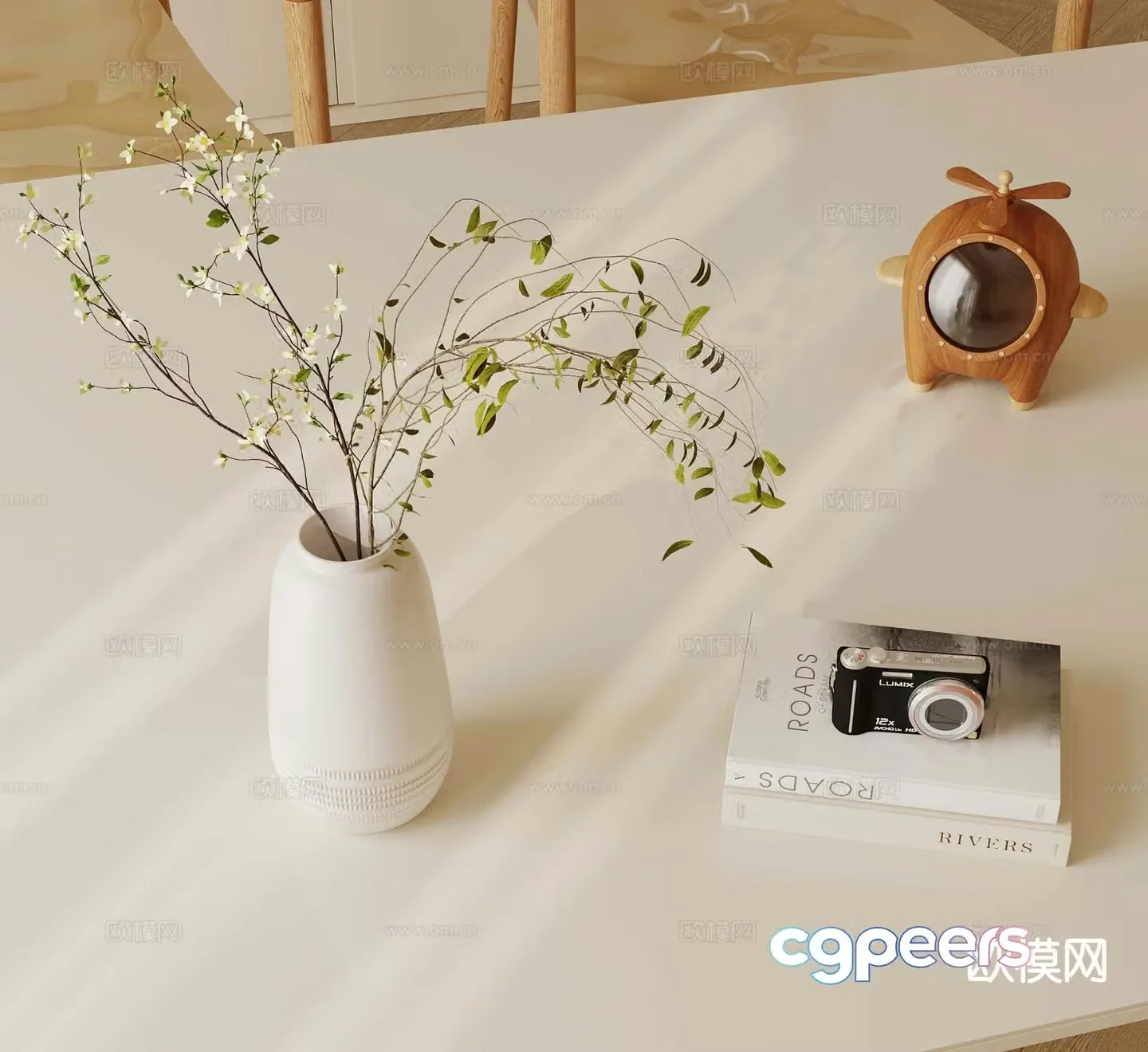 French ornaments vase books 3d model