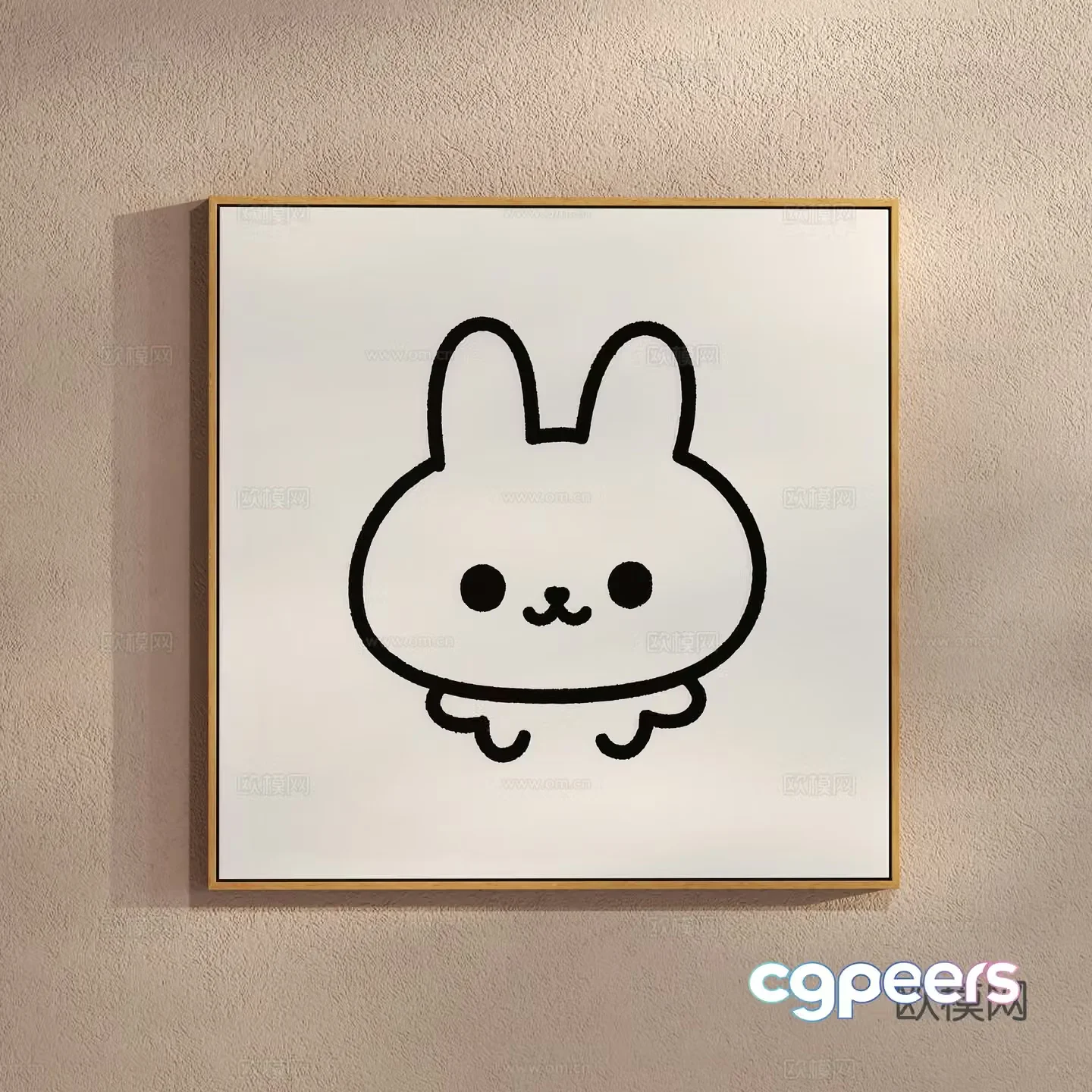 Creamy style rabbit hanging painting children hanging painting simple drawing 3d model