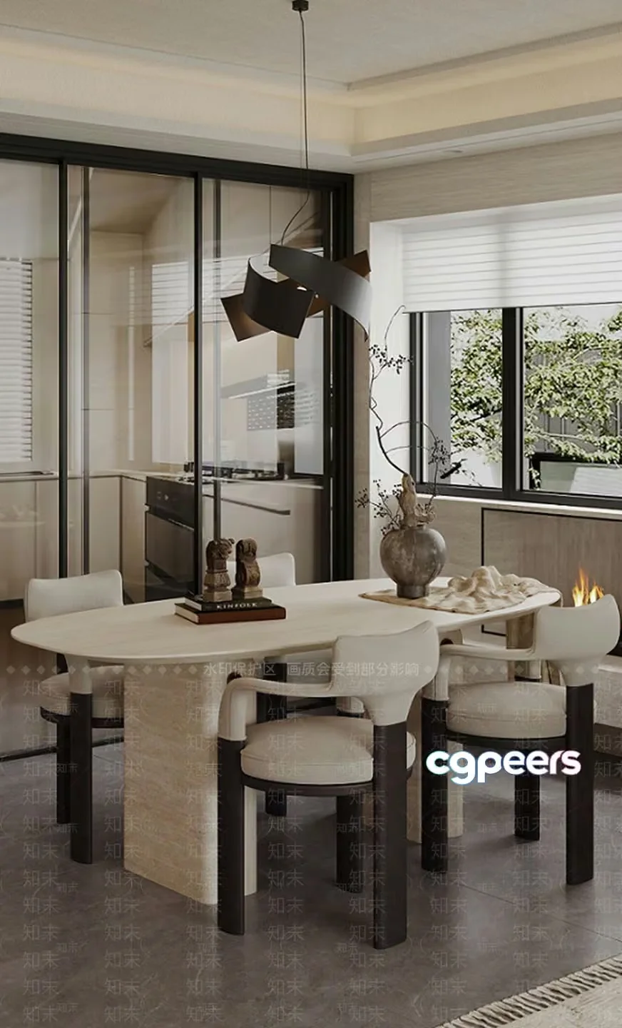Modern Dining Room 3D Model – 3834 – VRAY Render