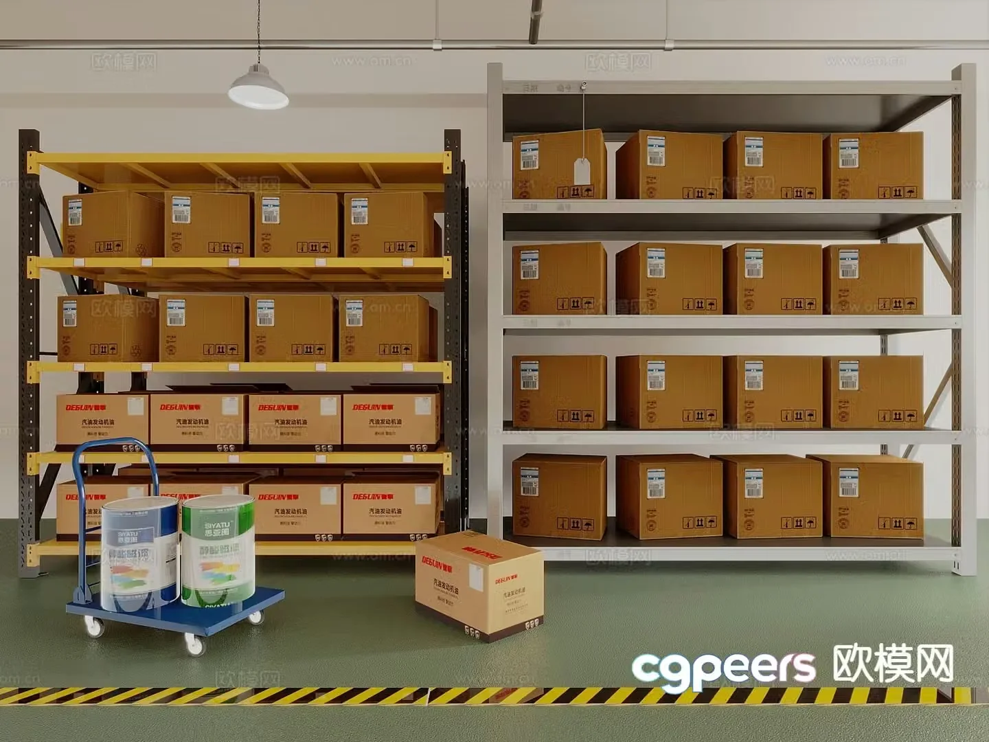 Modern warehouse shelf goods 3d model