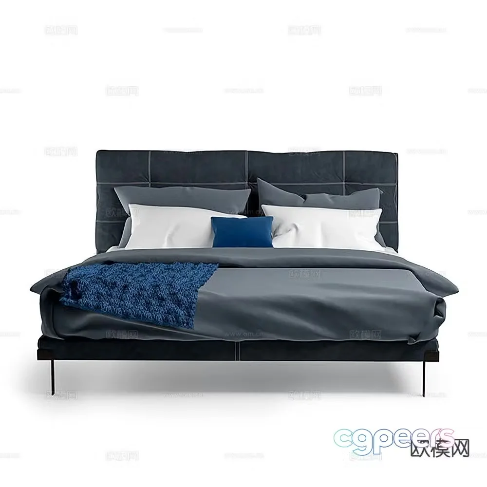 Modern double bed 3d model