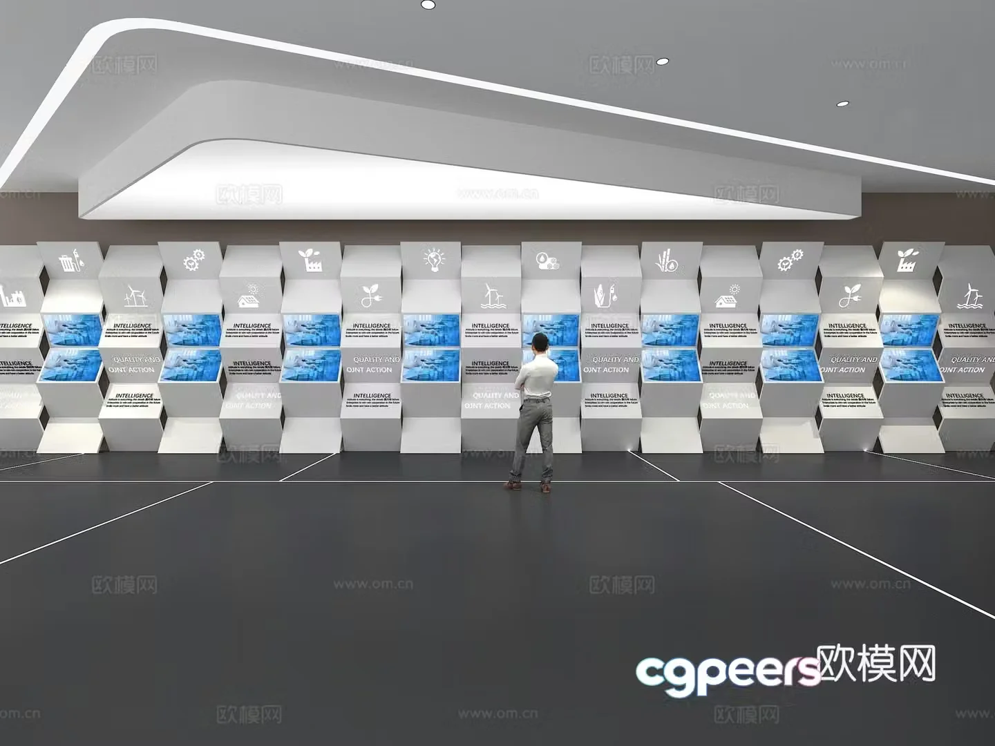 Cultural wall Corporate culture wall Display wall Theme wall Exhibition hall Campus culture Corridor 3D model