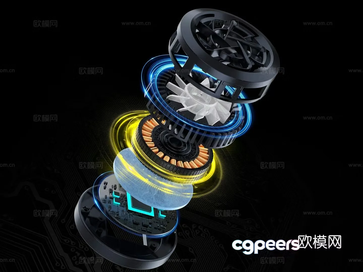 Smart electrical motor motor electrical appliance motor explosion diagram decomposition structure fan 3C3d model