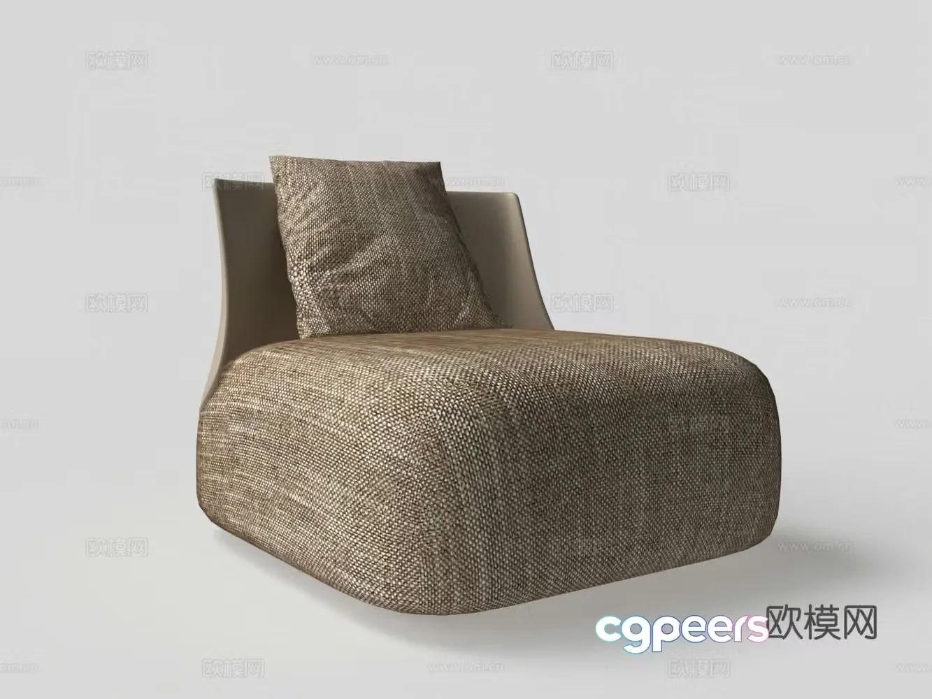 Modern fabric casual single sofa 3D model
