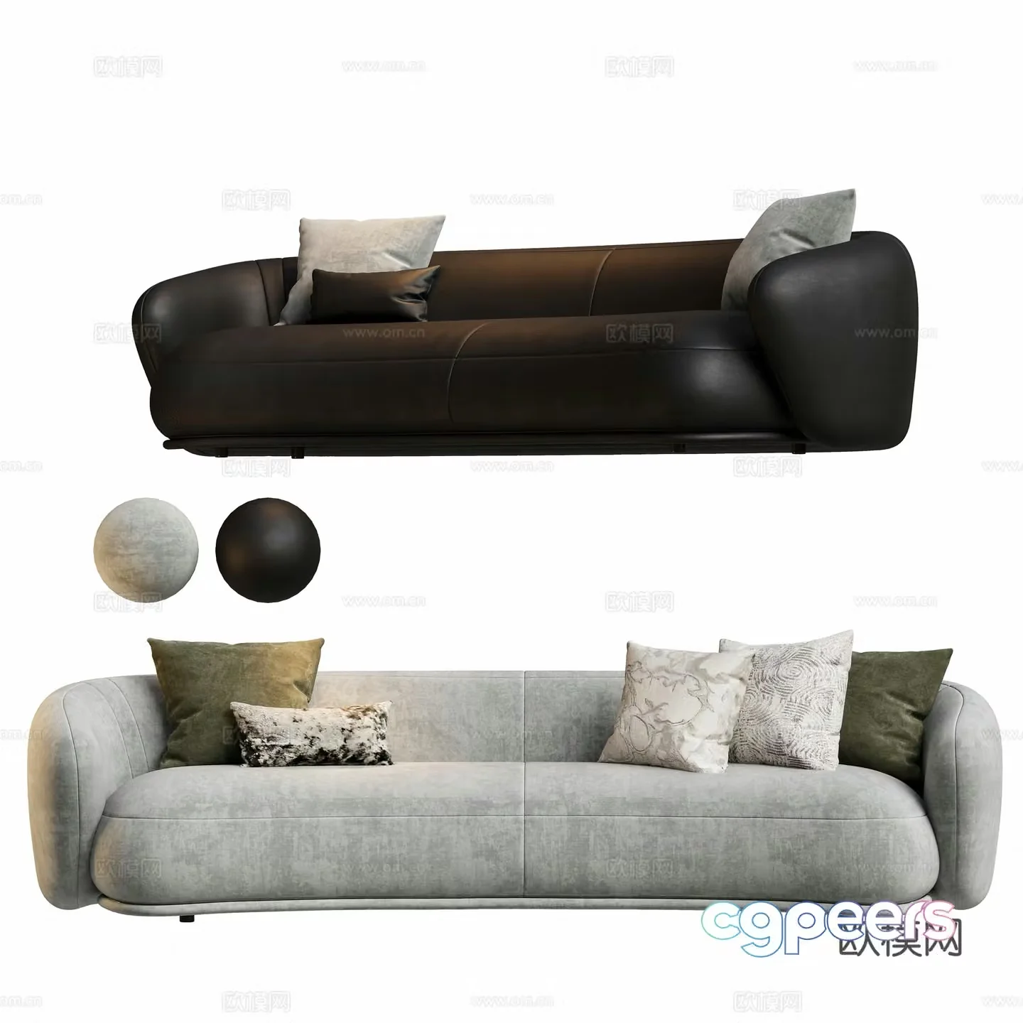 Double sofa upholstered sofa 3d model