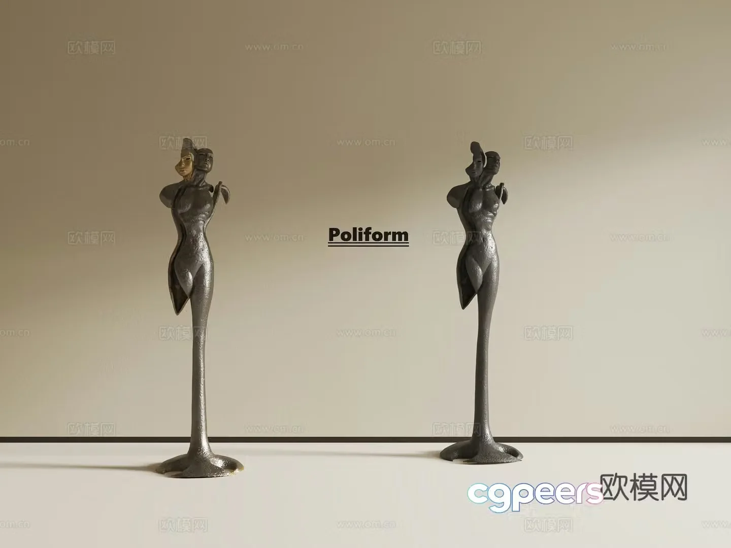 Modern Italian light luxury sculpture Sculpture ornaments Metal sculpture ornaments 3D model