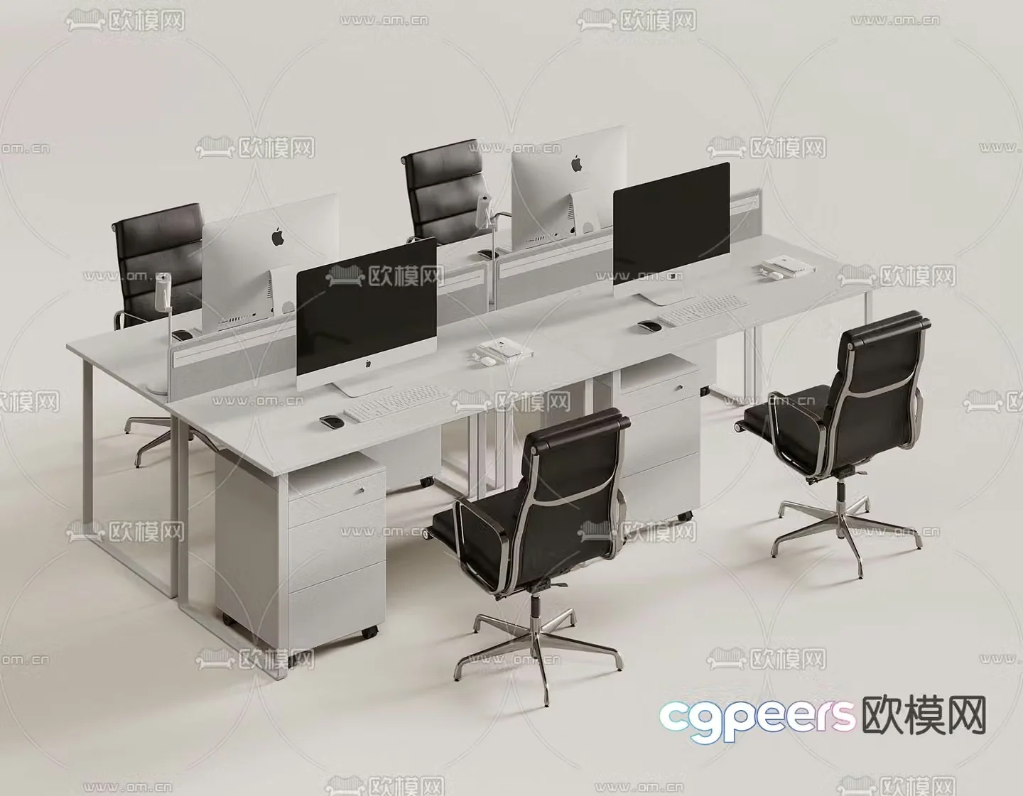 3D model of booth desk workstation and booth area