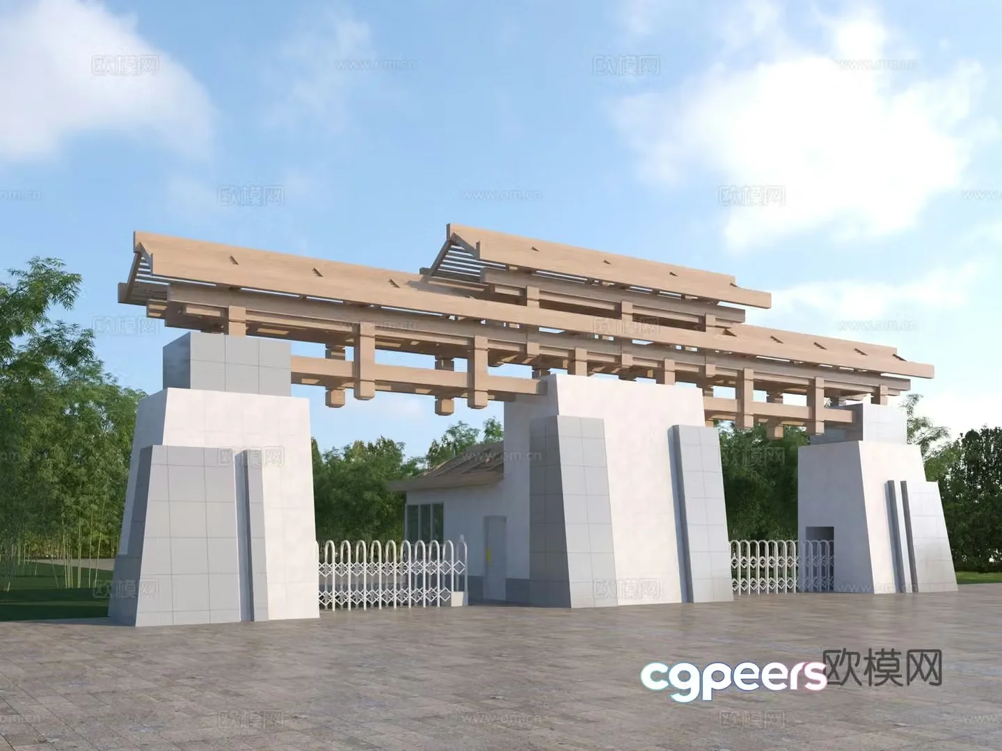 Modern scenic spot gate 3D model