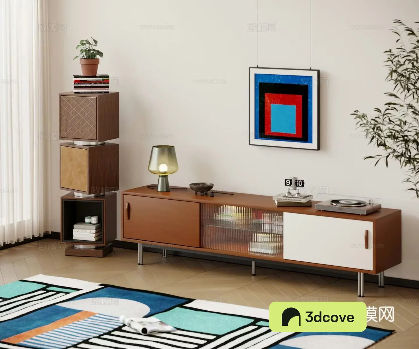 Modern medieval TV cabinet combination side cabinet finished TV cabinet