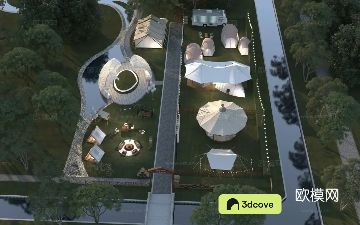 Camping Park Tent Camp 3d model