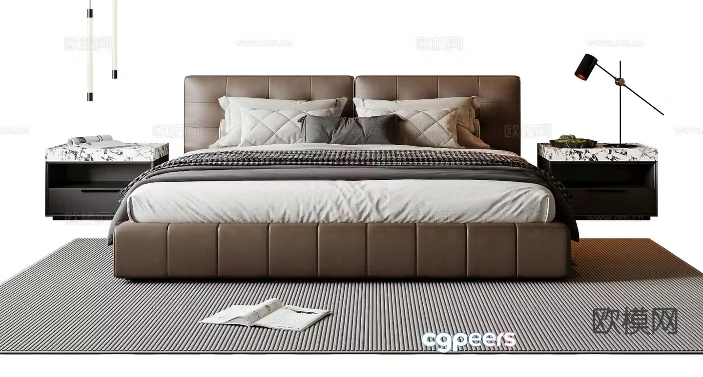 Italian double bed 3d model