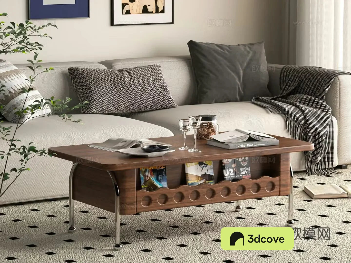 Middle-aged style coffee table 3D model