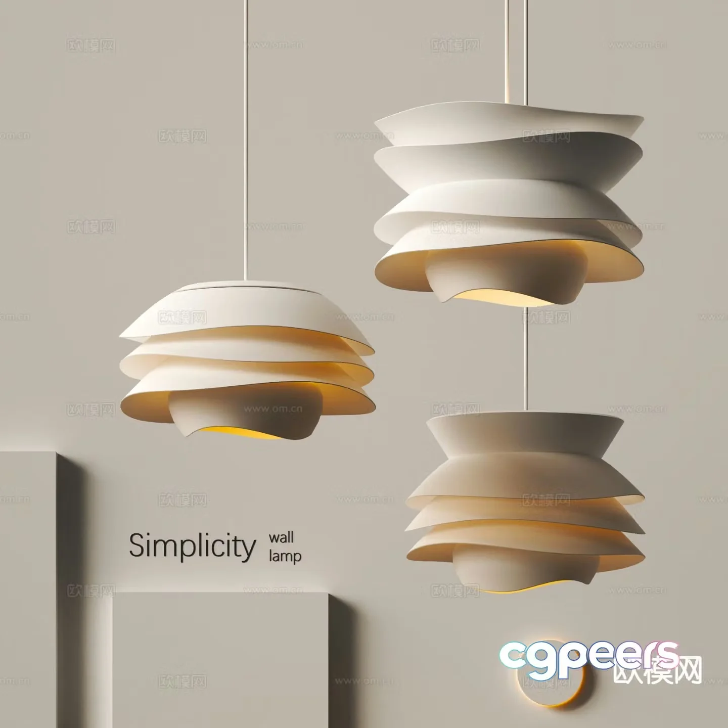 Cream style chandelier art lamp 3d model