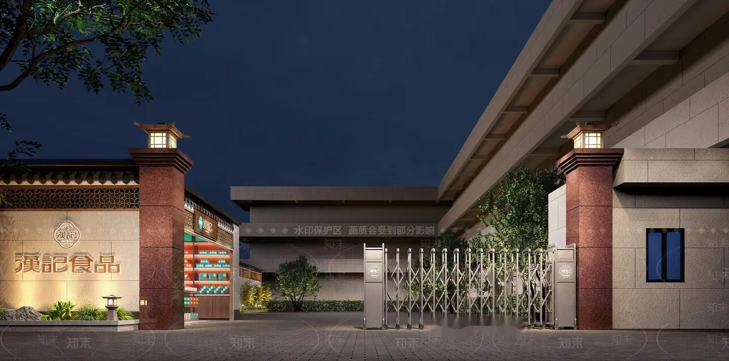A Building Entrance With A Gate And Sign 3D Model – 9814 – VRAY Render