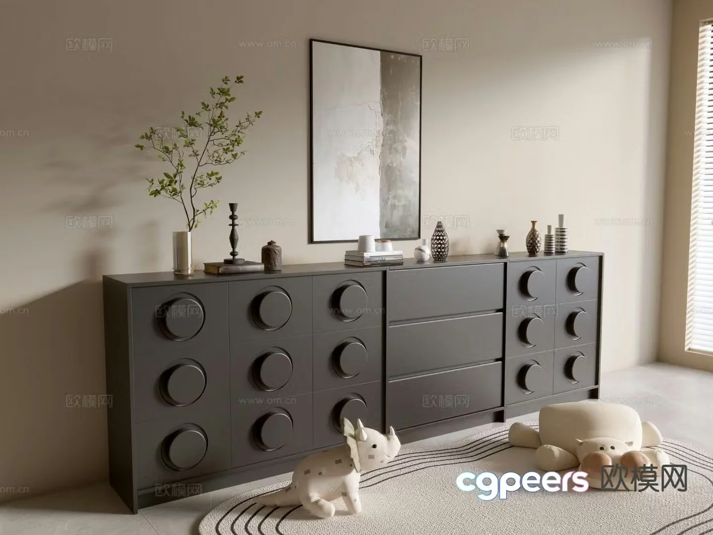 Medieval style side cabinet and entrance cabinet 3D model