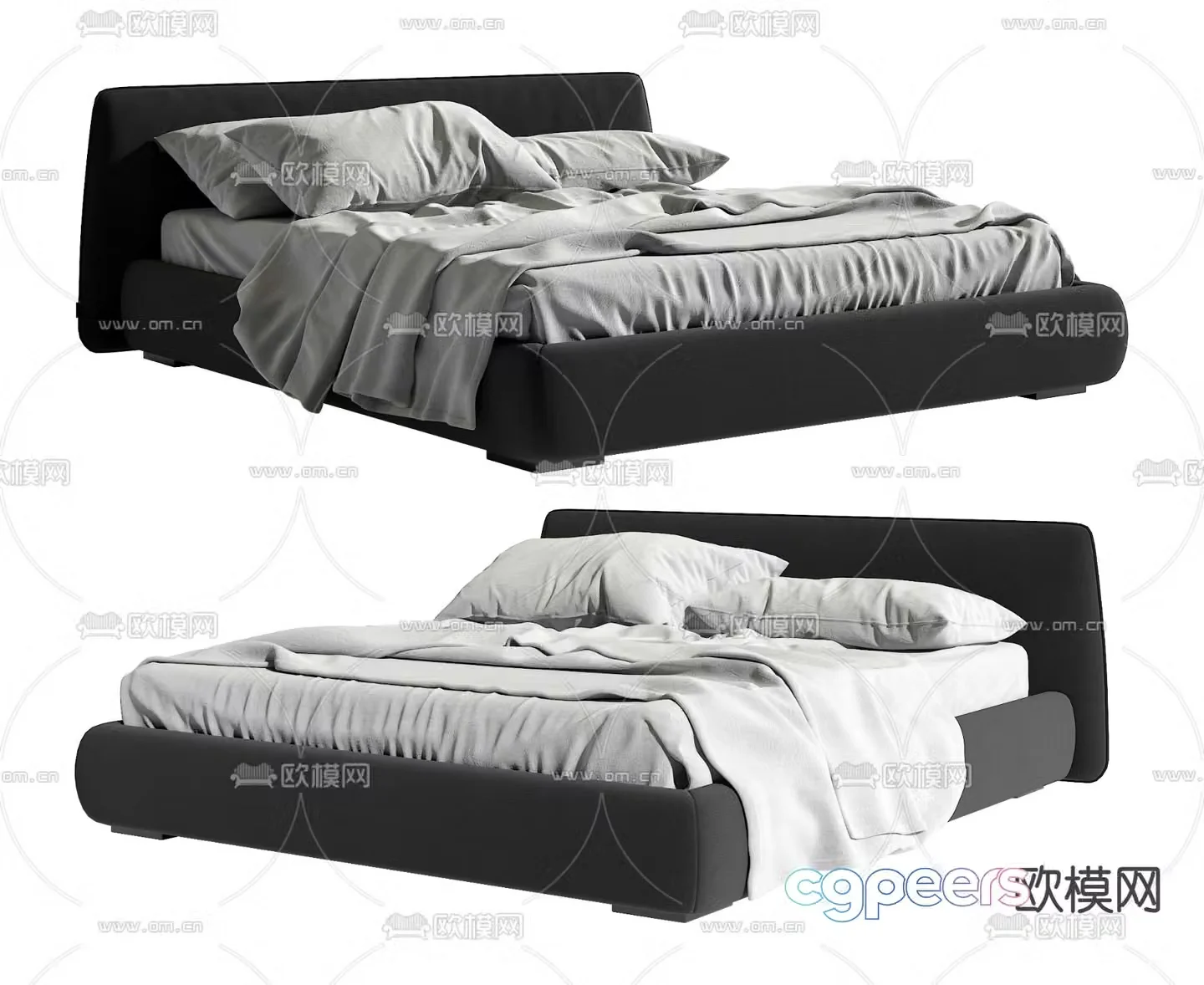 Modern double bed 3d model