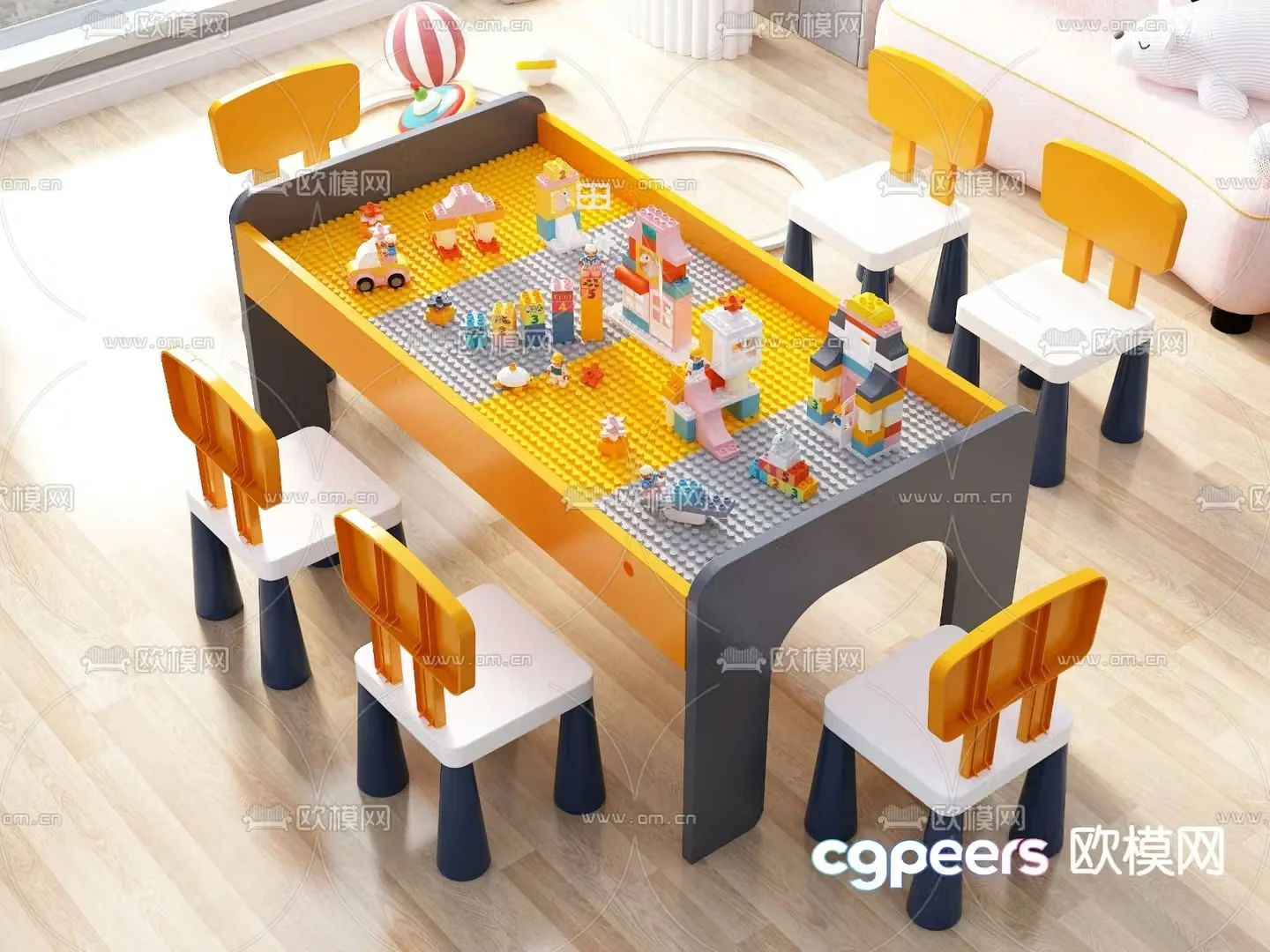 Children’s table building block table 3d model