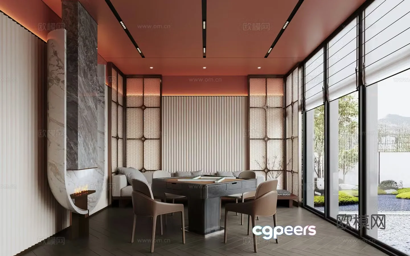 Modern chess and card room 3d model