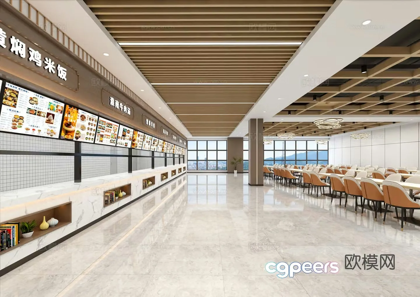 School cafeteria university cafeteria staff restaurant 3d model