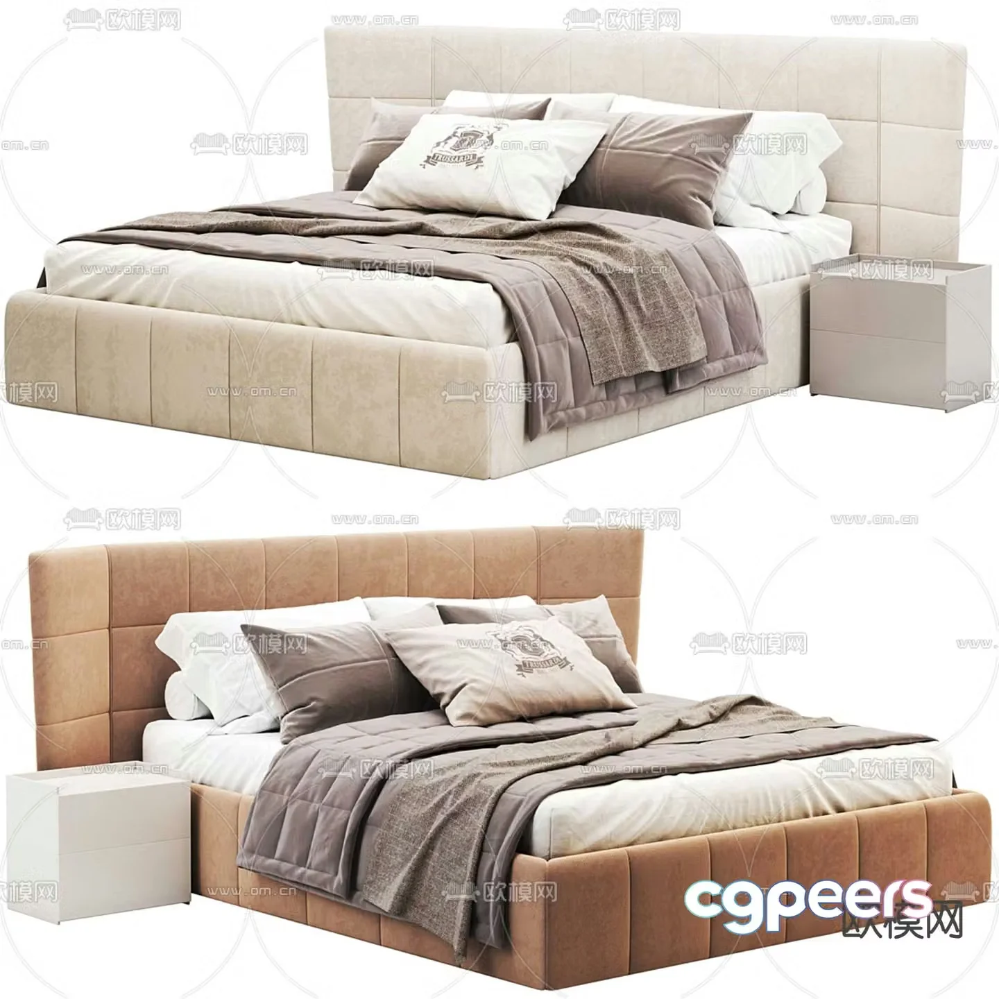 Modern double bed 3d model