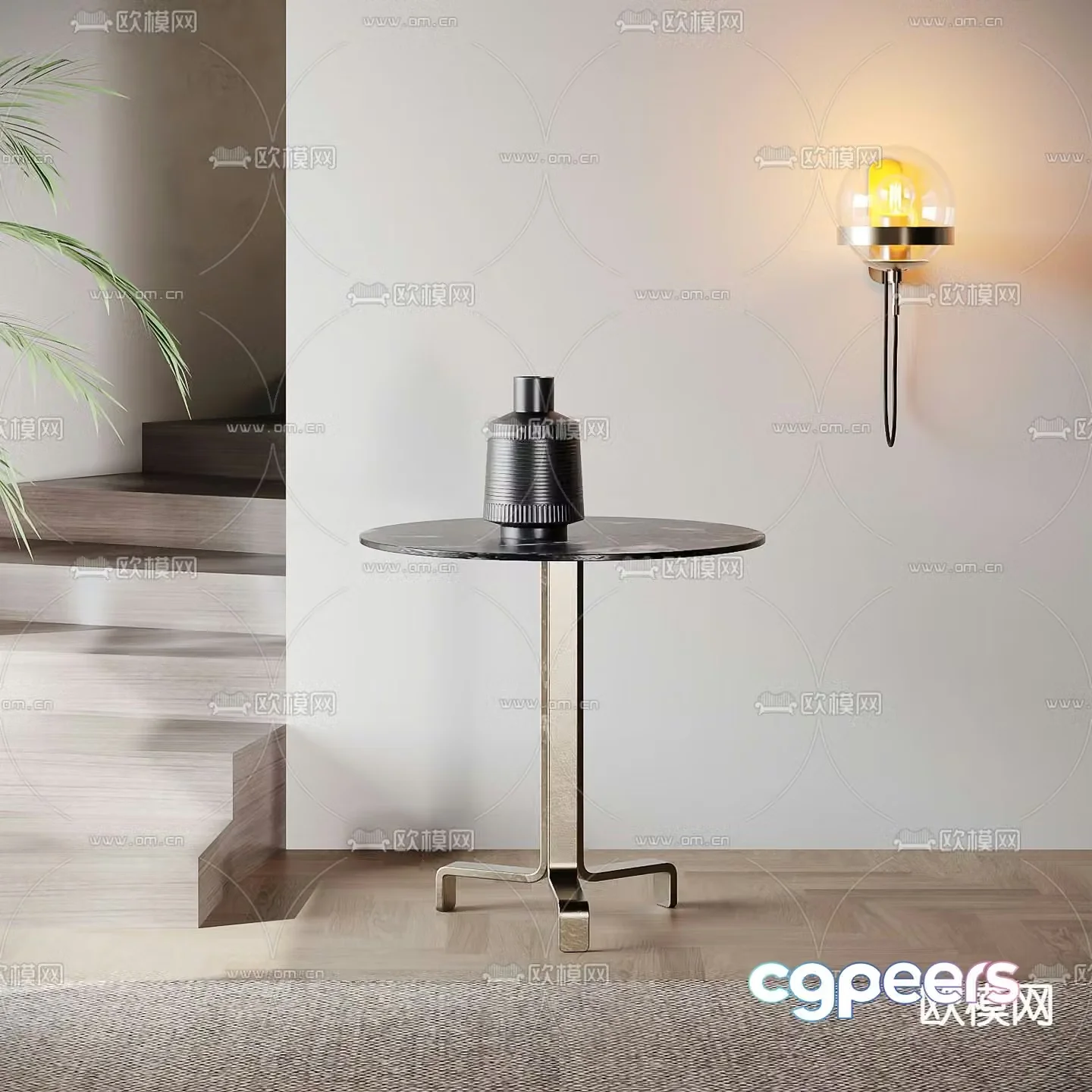 Round side corner table 3D model