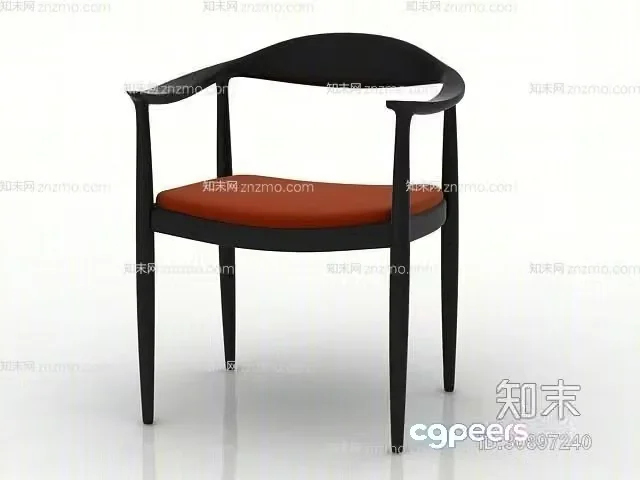 Wooden Chair With A Red Cushion 3D Model – 9571 – VRAY Render