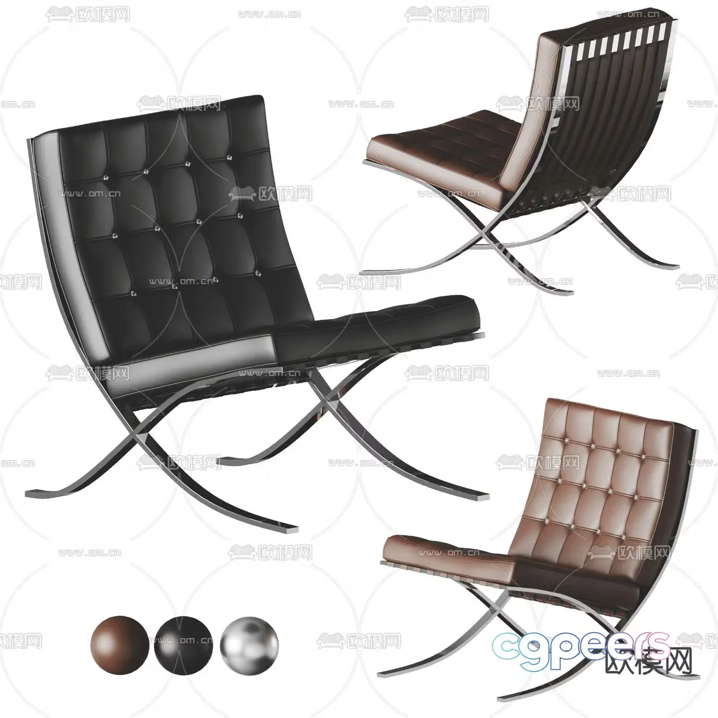 Leather recliner lounge chair 3d model