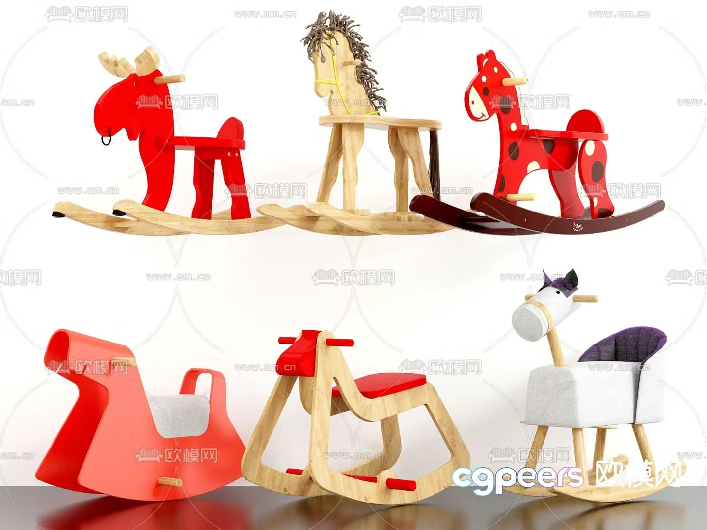 Modern children’s wooden horse 3d model