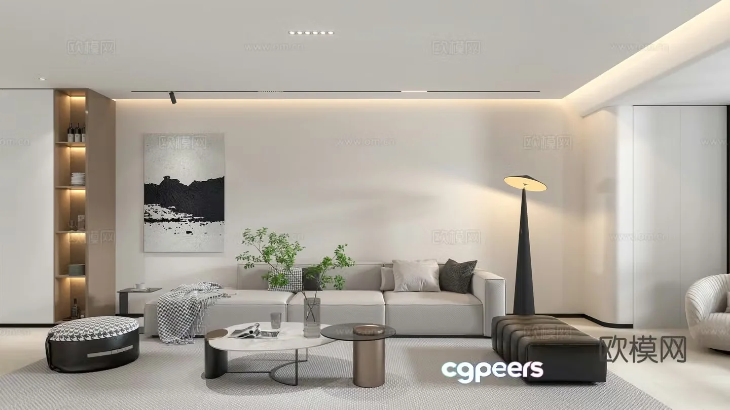 Modern minimalist living room 3d model
