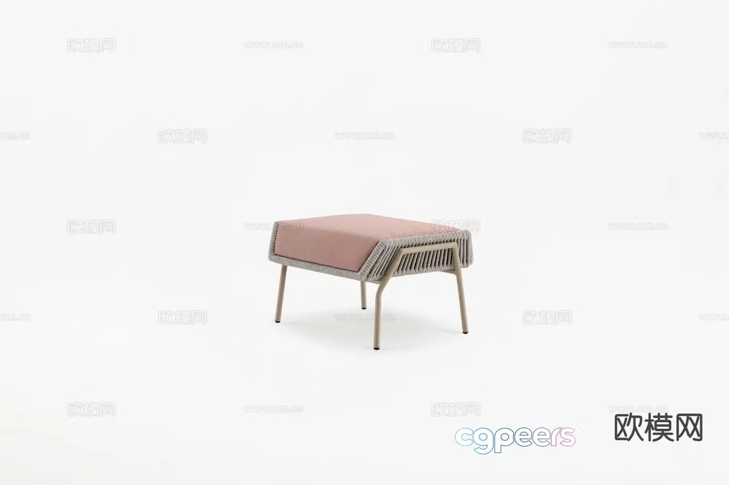 Modern courtyard footrest outdoor footrest stool woven stool 3d model