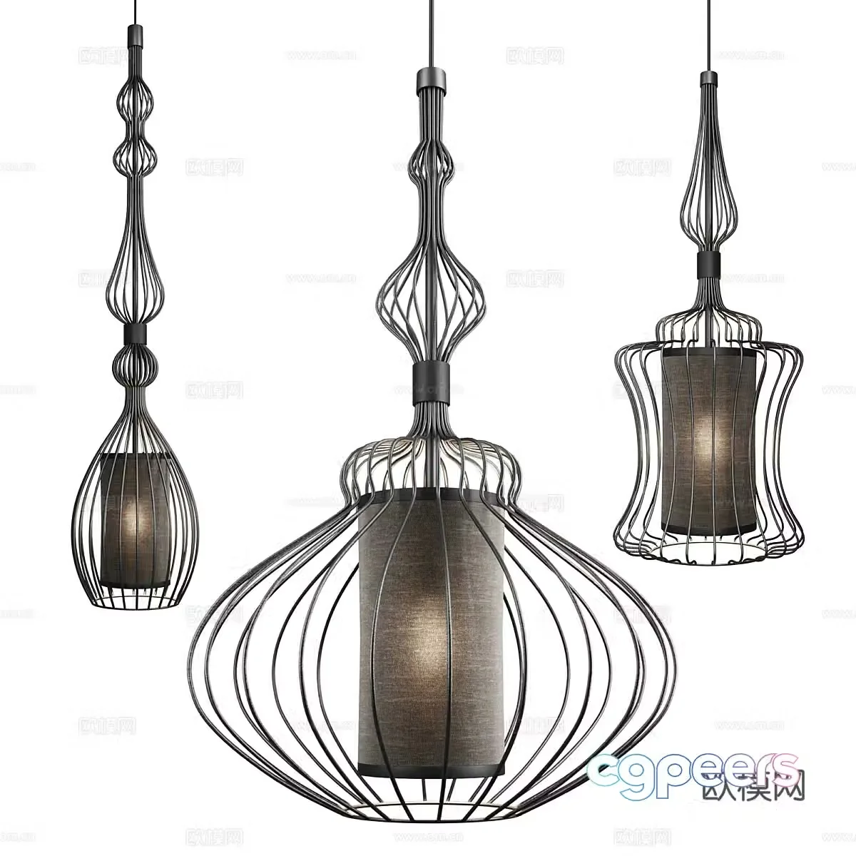 American retro metal woven chandelier 3d model