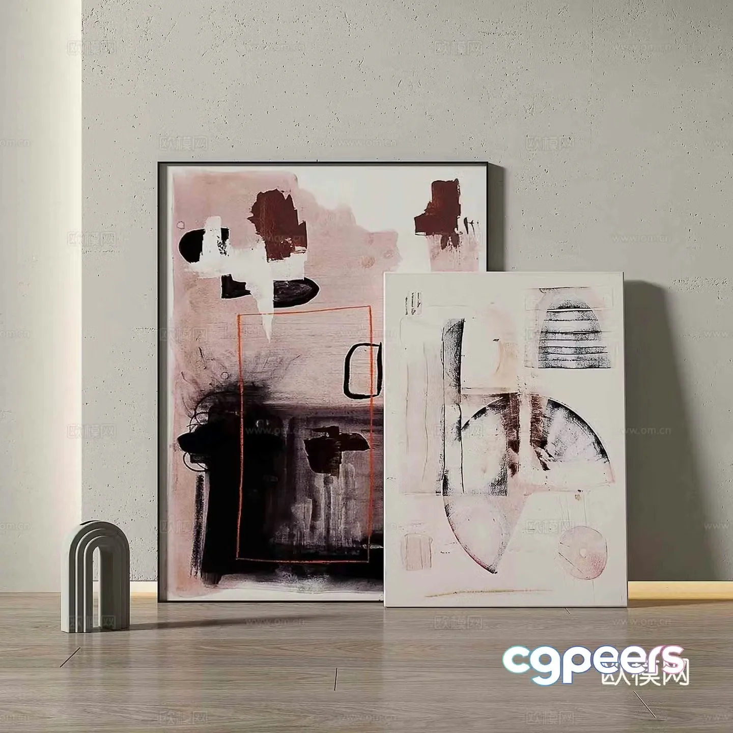 Modern texture painting decorative painting 3d model