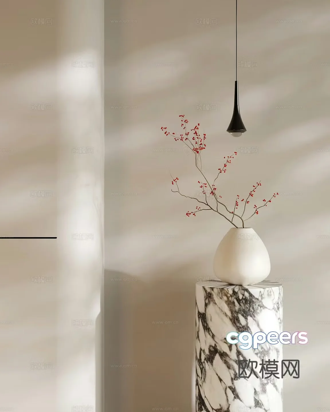Middle-aged vase flowers flower art 3d model