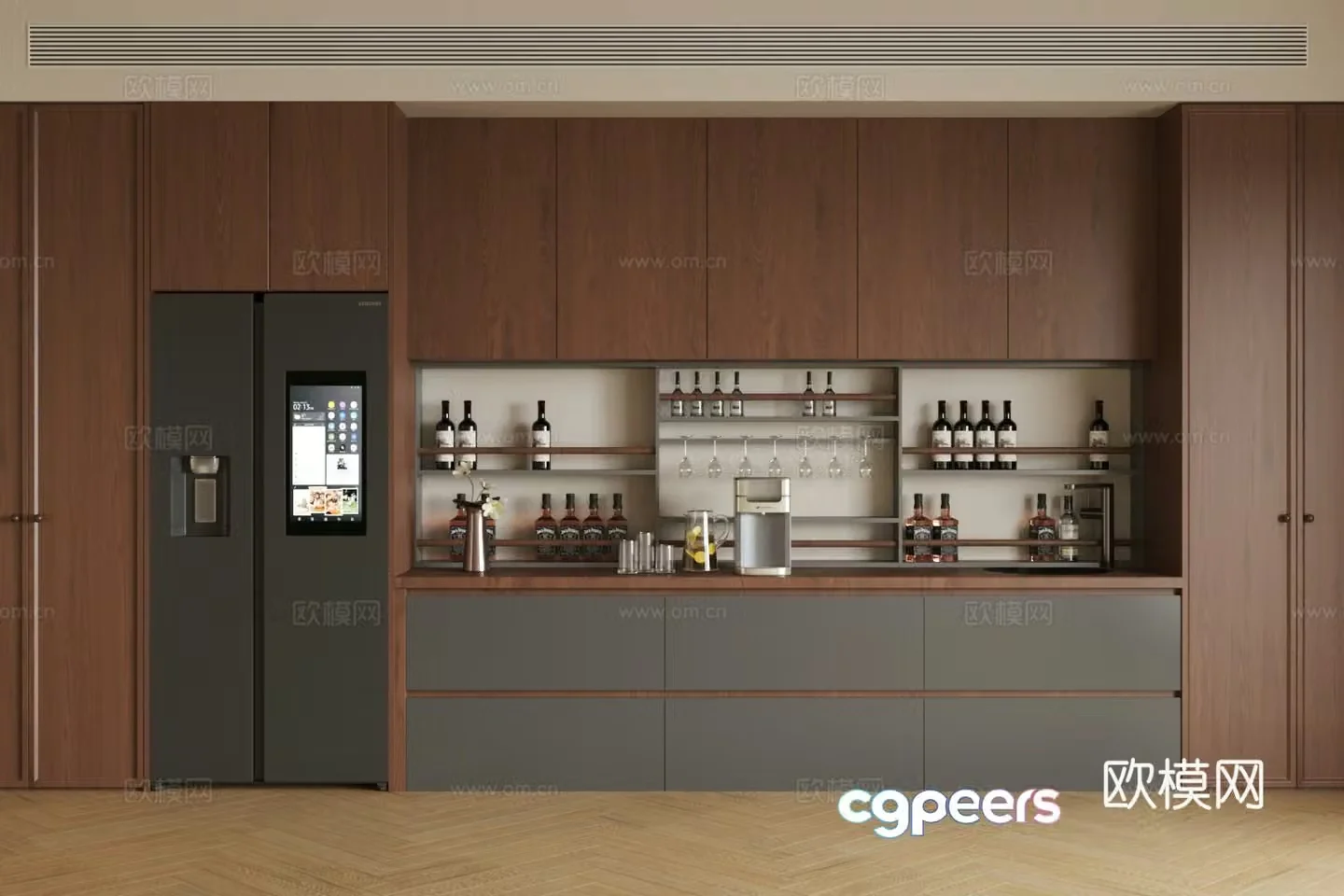 Medium retro sideboard Medium style sideboard Wine sideboard Refrigerator sideboard Tea cabinet 3D model