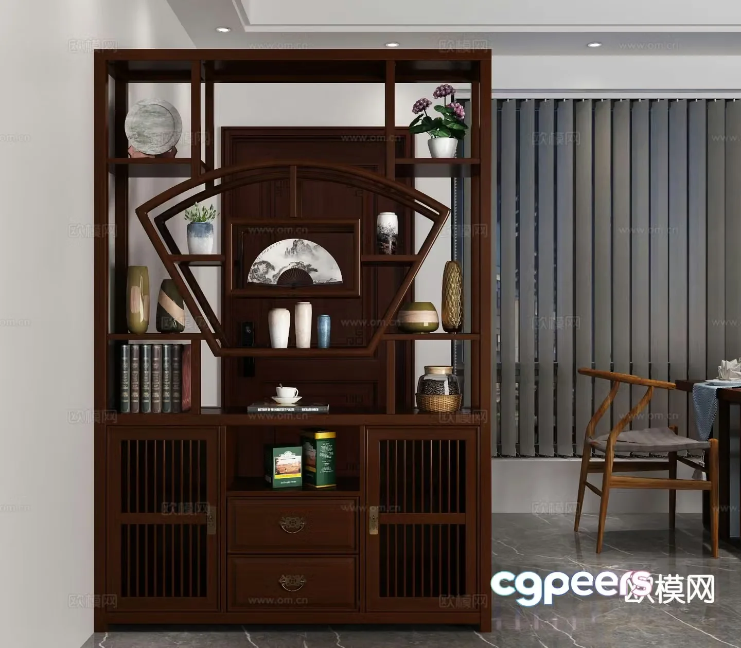 New Chinese style Bogu shelf partition cabinet 3D model