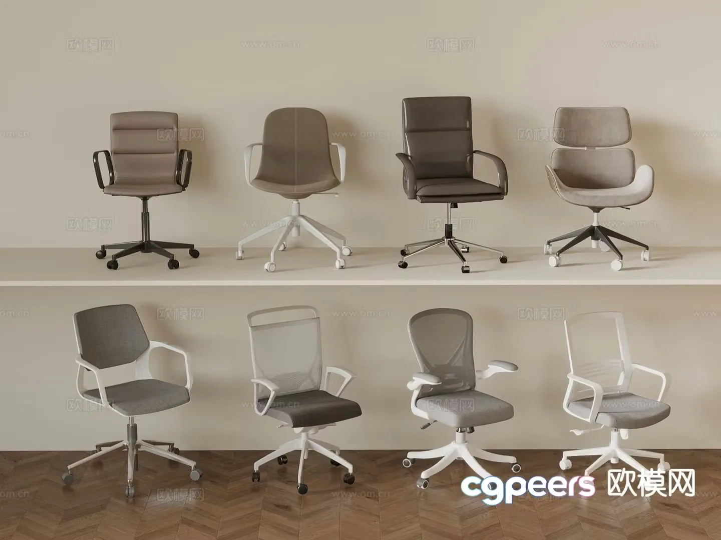 Modern office chair swivel chair staff chair 3d model