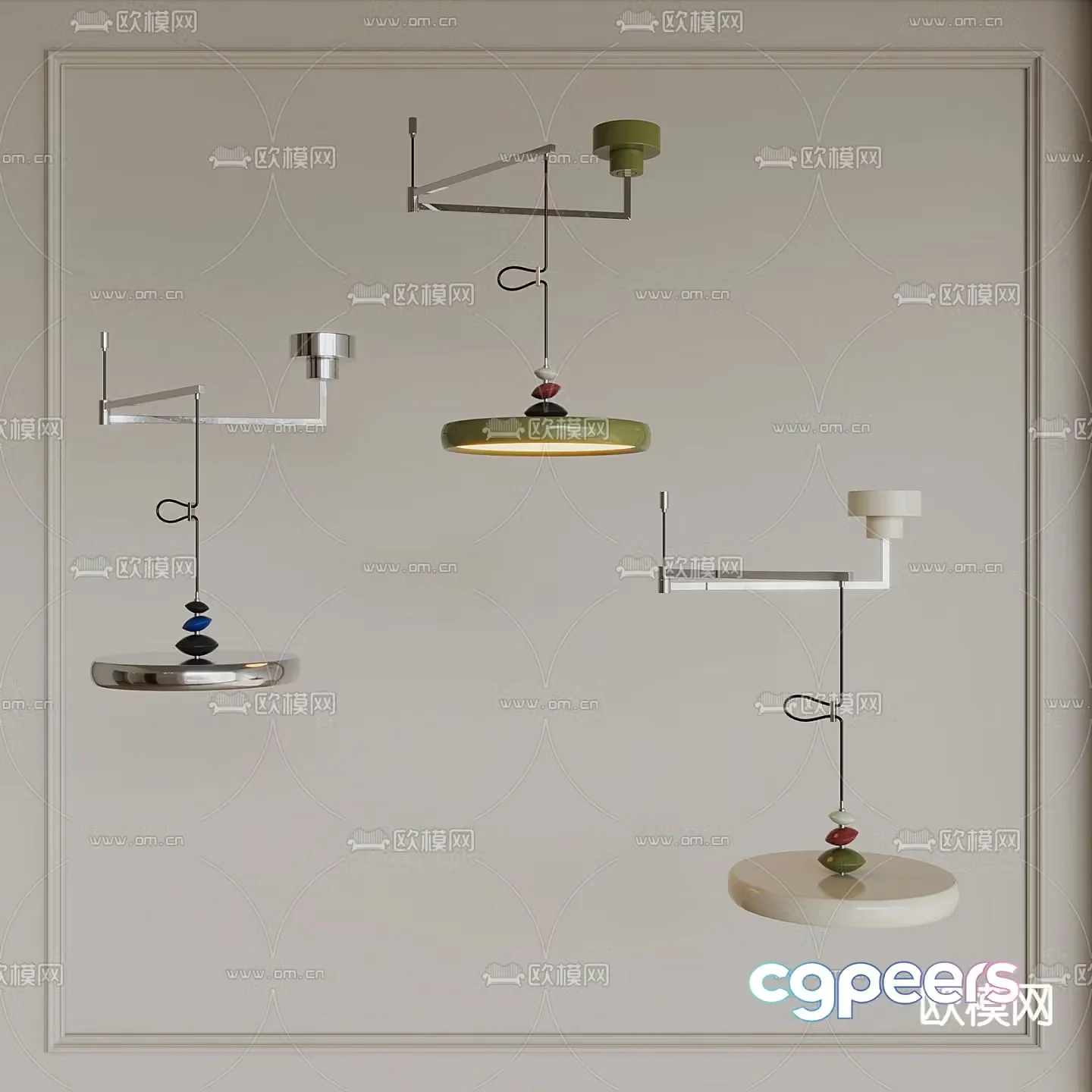 French UFO Restaurant Chandelier Lighting 3D Model