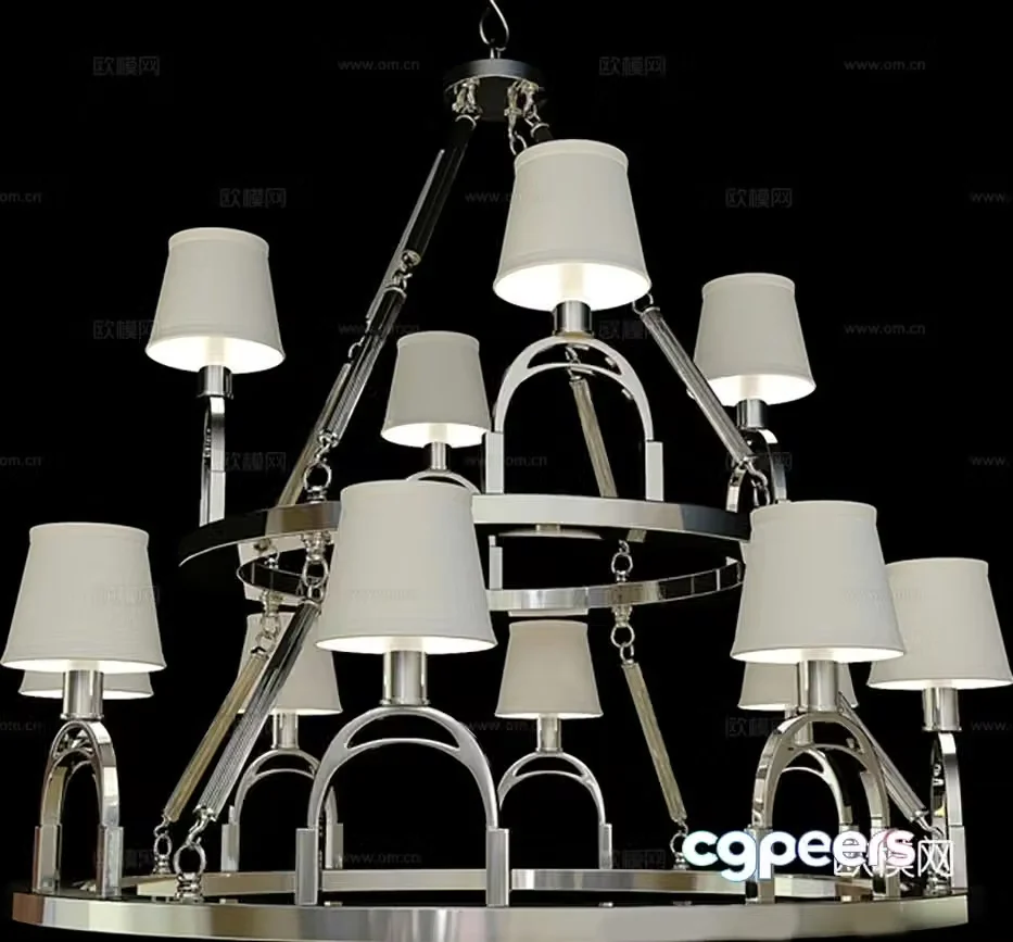 French multi-head chandelier 3d model