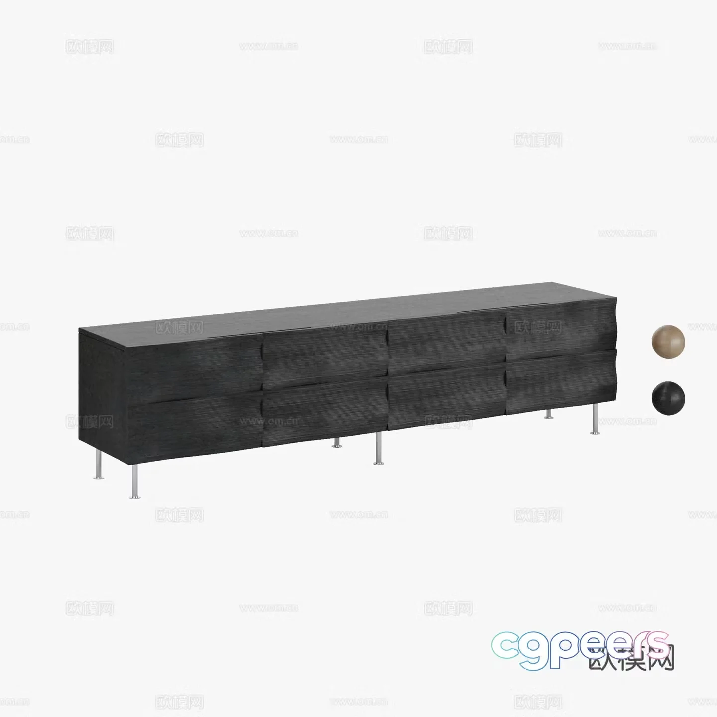 Leisure Ripples TV Cabinet Medium Style TV Cabinet 3D Model