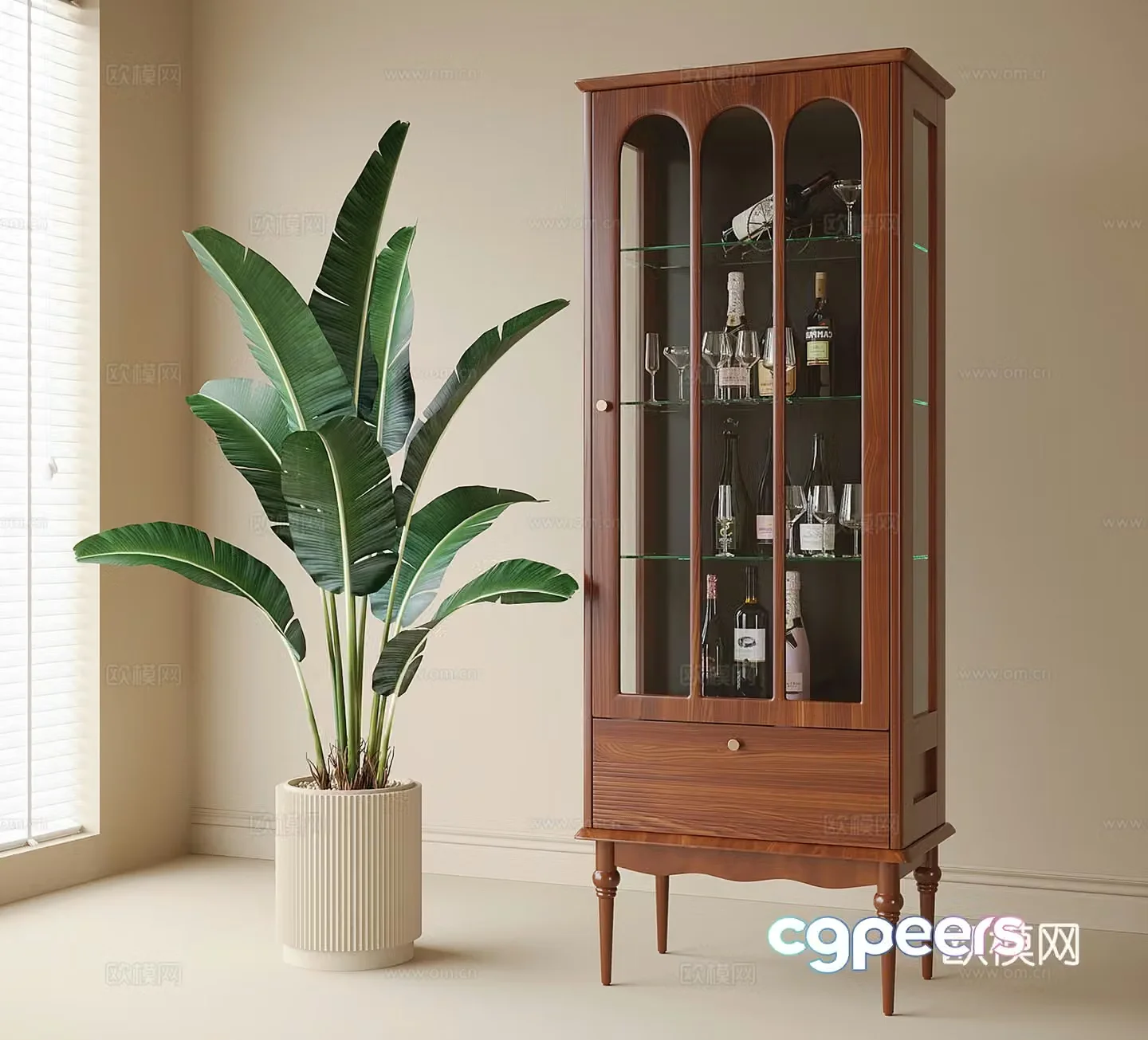 French wine cabinet sideboard 3D model