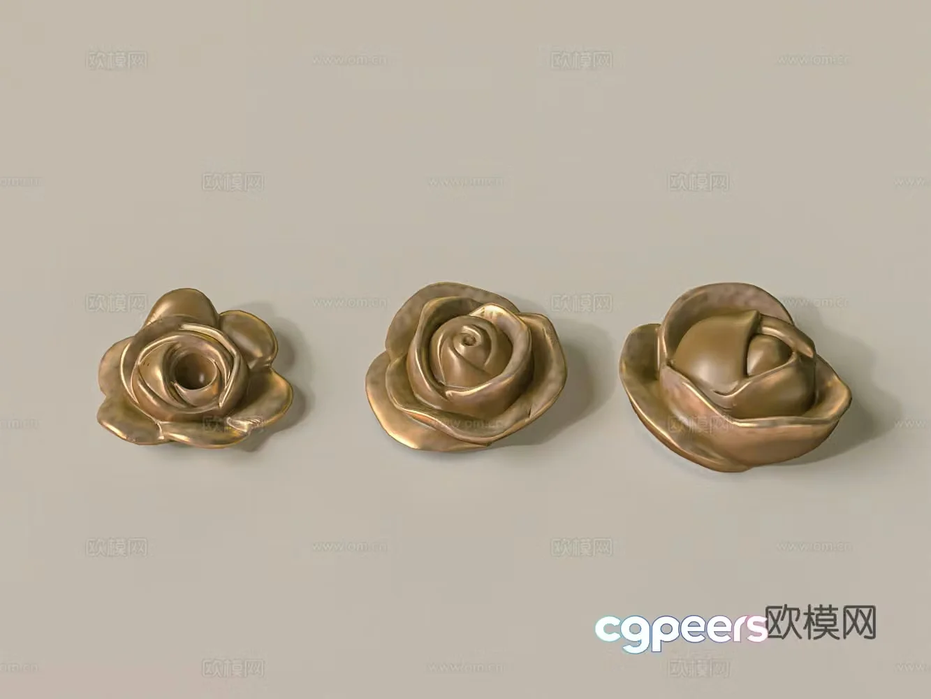 Chinese flower carving bronze 3D model