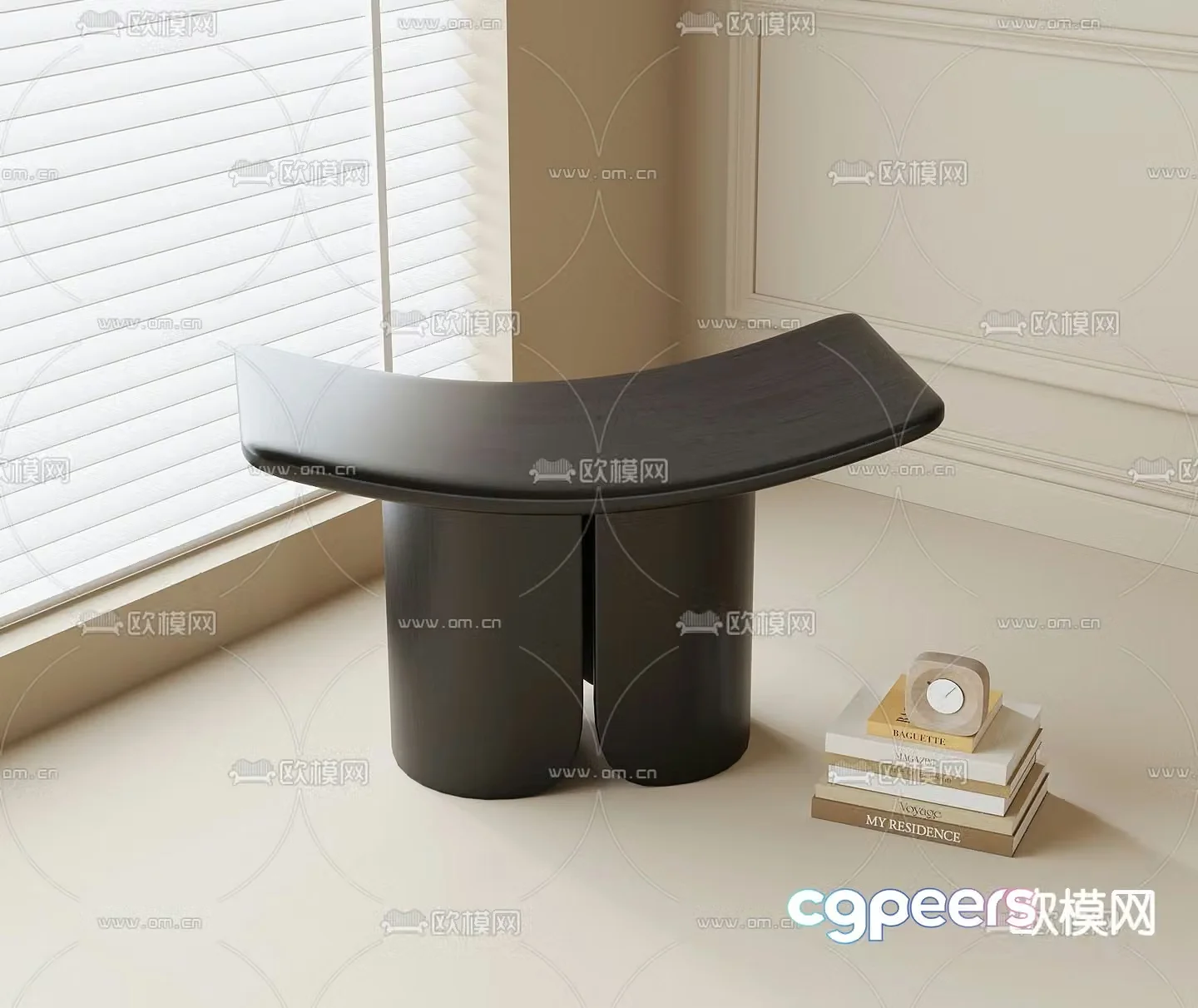 Wabi-sabi style shoe changing stool 3D model