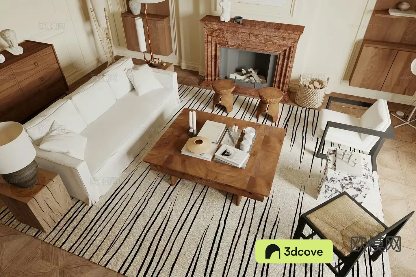 Middle style combination sofa 3D model