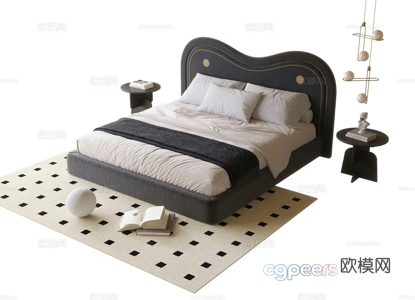 Modern children’s bedside table for children’s bedside carpet 3d model