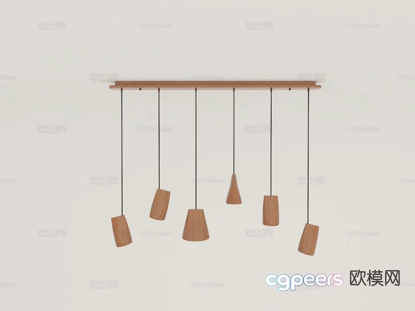 Log style multi-head chandelier 3d model
