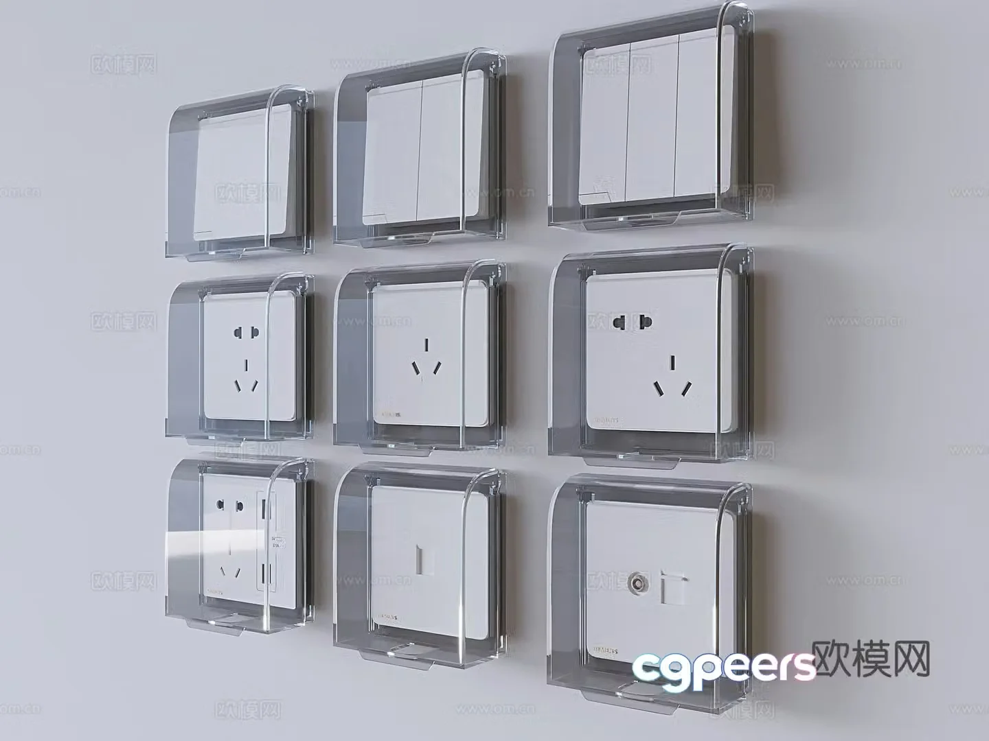 Switch socket panel waterproof switch socket box 3d model