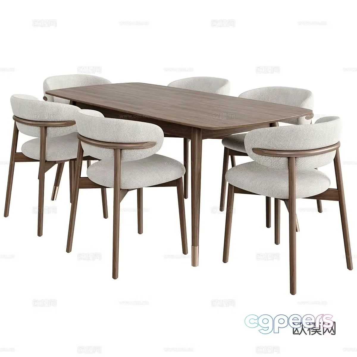 Modern dining table and chairs 3d model