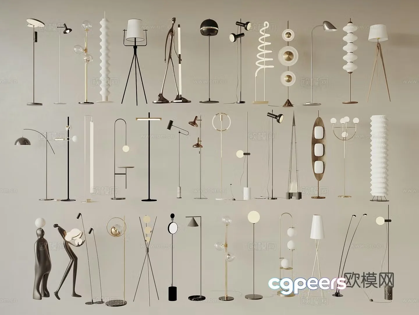 Modern creamy floor lamp 3d model