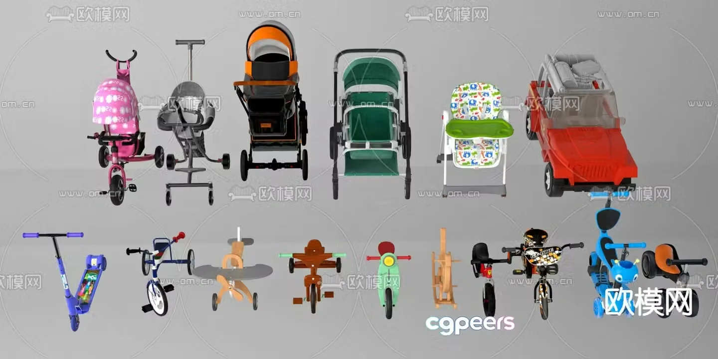 Baby stroller scooter children’s bicycle 3d model